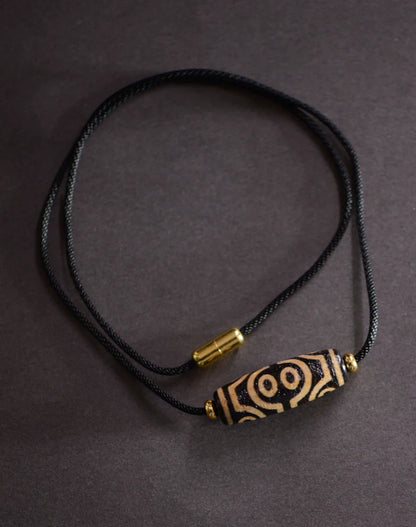 Tibetan Nine-Eyed Beads Pendant Unisex Dzi Beads Necklace