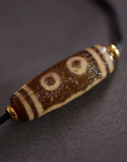 Tibetan Nine-Eyed Beads Pendant Unisex Dzi Beads Necklace