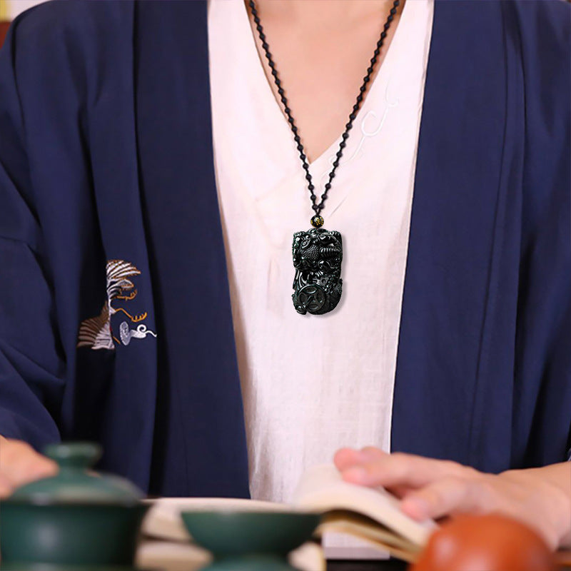 Black Green Jade Pixiu Pendant – Symbol of Wealth and Protection - Touch Bling