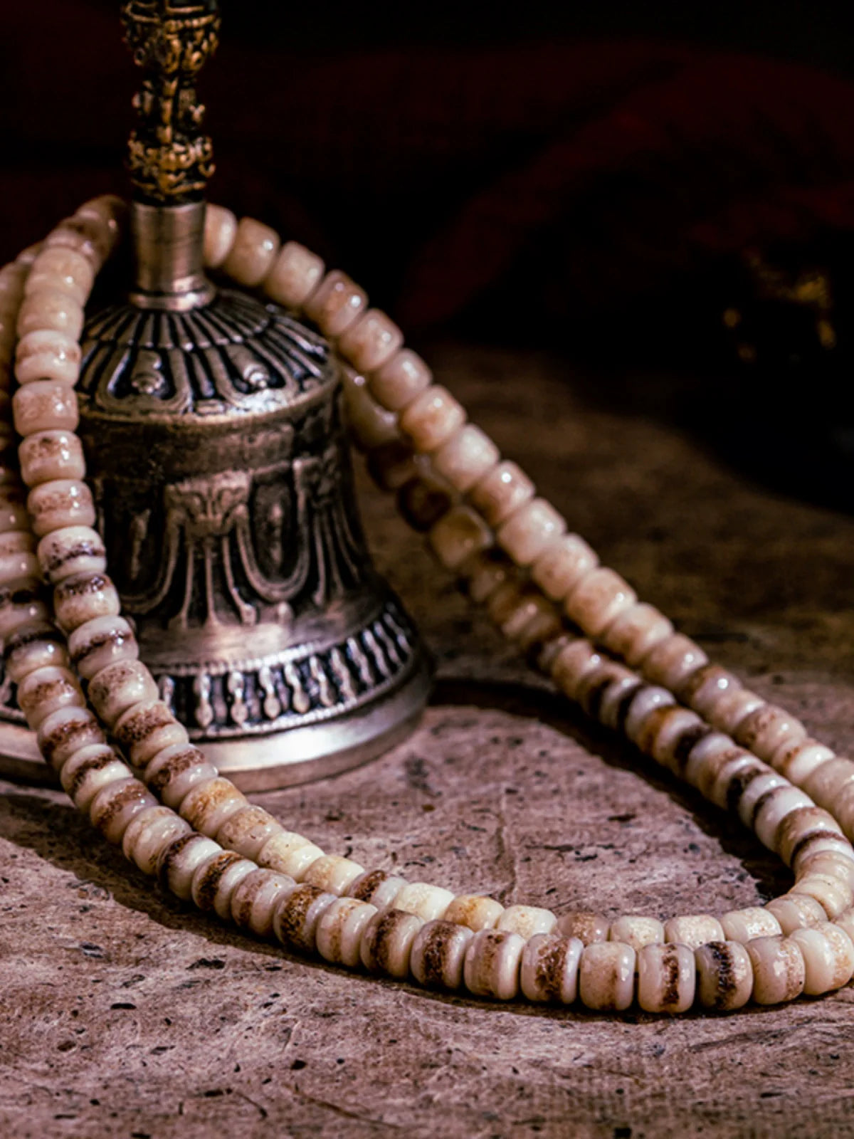 Tibetan Gabala Yak Bone 108 Beads Mala Bracelet for Meditation 10*8mm