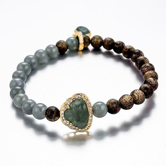 God of Wealth Jadeite & Agarwood Bracelet