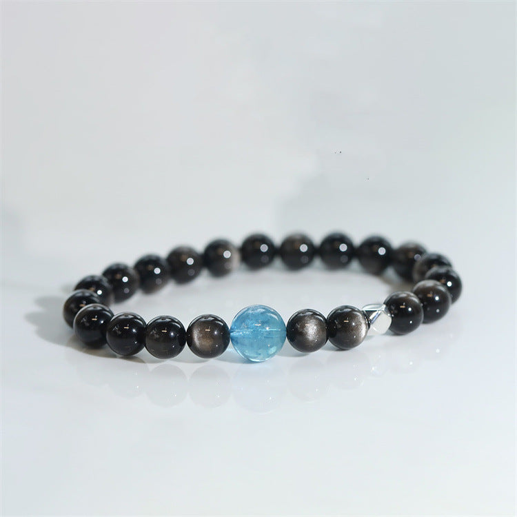 Natural Silver Obsidian DIY Design Simple Bracelet - Touch Bling