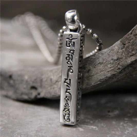 S925 Sterling Silver Sanskrit Six Character Mantra Pendant - Touch Bling