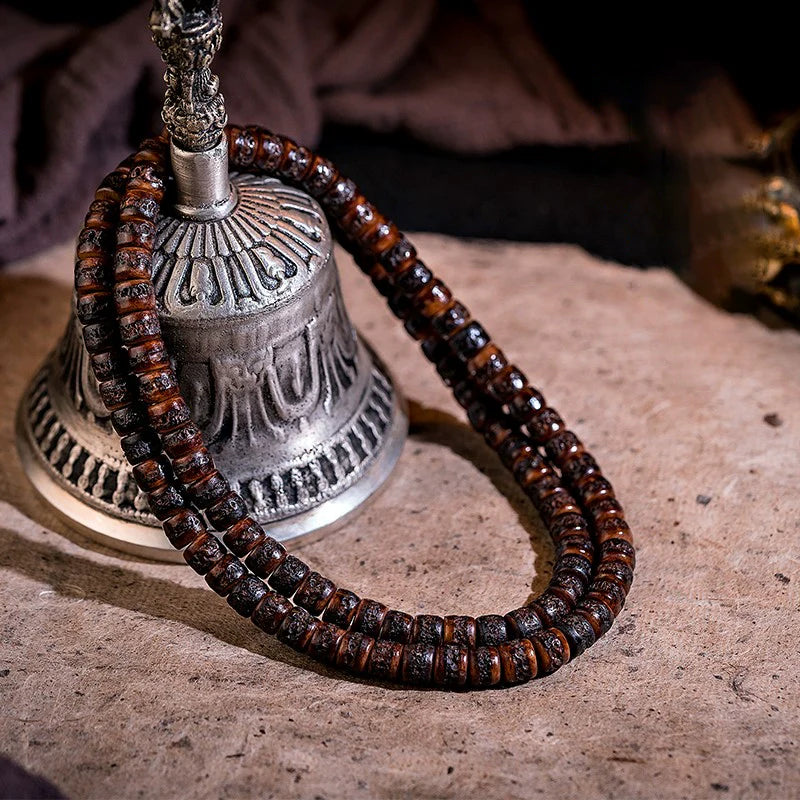 Cuentas de oración Gabala de hueso de yak tibetano natural de 108 cuentas para práctica espiritual