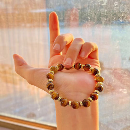 Vintage Maillard Style Natural Tiger's Eye Stone Bracelet - Touch Bling
