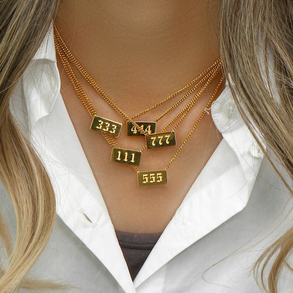 111-999 Angel Number Tag Necklace Stainless Steel Dainty Necklace - Touch Bling