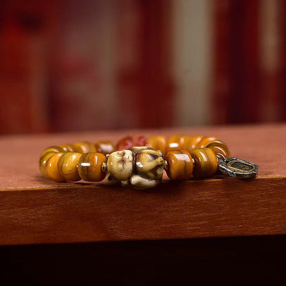 Tibetan Camel Bone Bracelet with Agate Dzi Beads & Yak Bone Fox Pendant – Unique Handcrafted Tibetan-Style Bracelet - Touch Bling