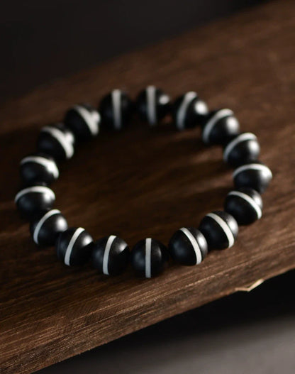 Pulsera de amuleto de ágata antigua tibetana Dzi de una línea, de alta calidad. 