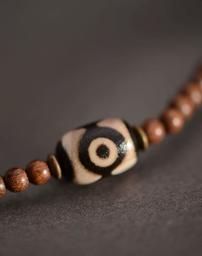 Golden Sandalwood Tibetan Dzi Beads Pendant 58mm
