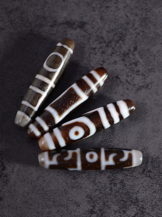 Tibetan Dzi Bead Pendant Agate, Length 58mm and Width 13mm, Totem Random - Touch Bling
