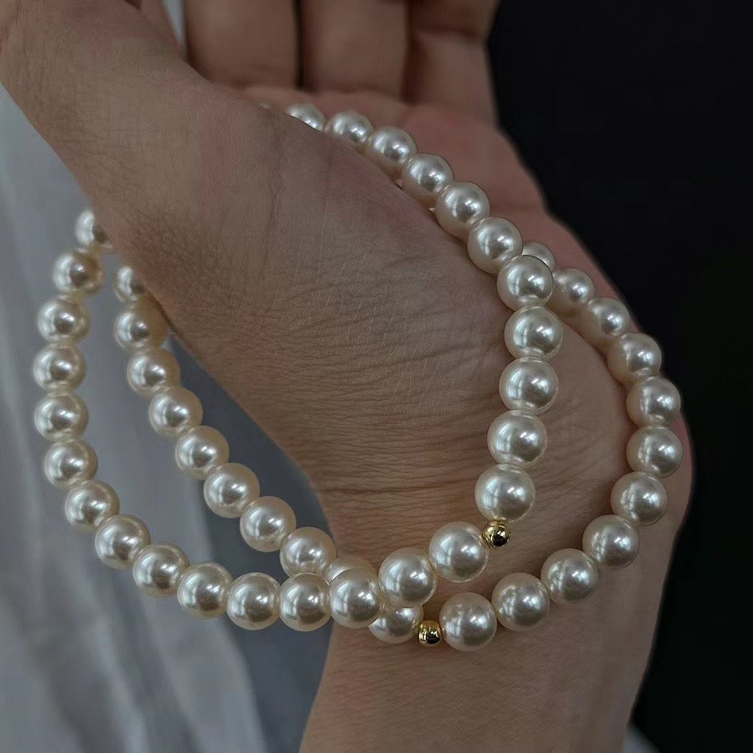 6MM Retro Warm White Artificial Pearl Bracelet Imitation Pearl Bracelet for Women - Touch Bling