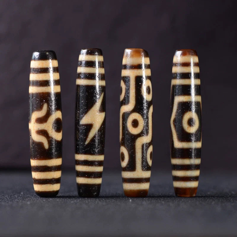 Tibetan Dzi Bead Pendant Agate, Length 58mm and Width 13mm, Totem Random - Touch Bling
