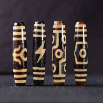 Tibetan Dzi Bead Pendant Agate, Length 58mm and Width 13mm, Totem Random - Touch Bling