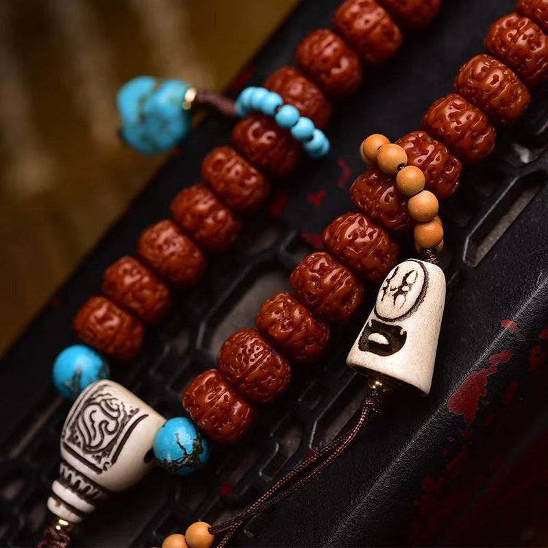Tibetan-Style Small Vajra Bodhi Seed 108 Mala Beads – Handcrafted Buddhist Prayer Necklace - Touch Bling