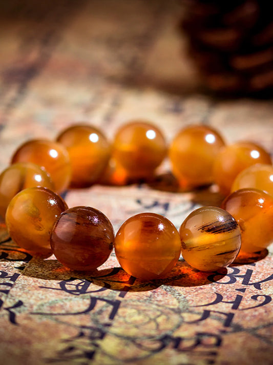 Pulsera tibetana de cuentas de Buda de cuerno de yak (16-18 mm)