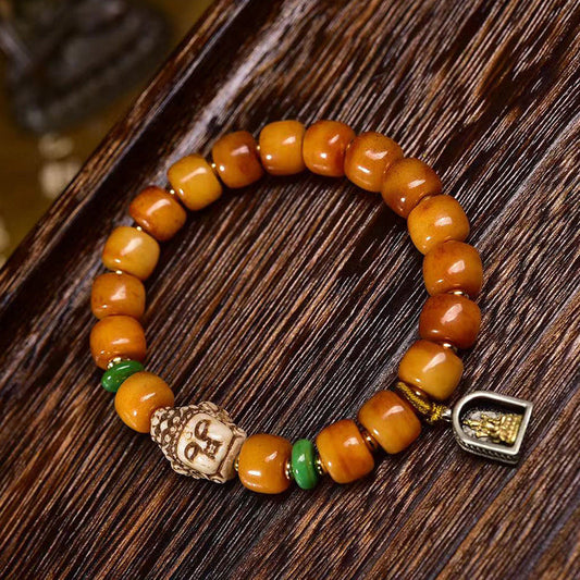 Tibetan Yak Bone Bracelet with Recycled Tibetan Bone Guanyin Pendant – Spiritual & Cultural Handcrafted Bracelet - Touch Bling