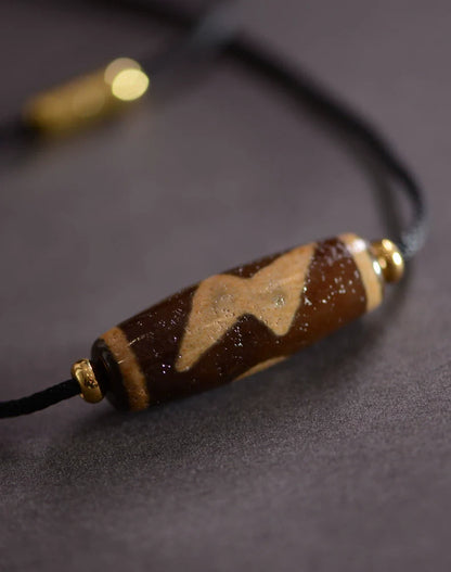 Tibetan Nine-Eyed Beads Pendant Unisex Dzi Beads Necklace