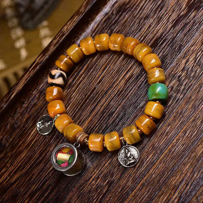 Tibetan Camel Bone Bracelet with Agate Dzi Beads & Yak Bone Fox Pendant – Unique Handcrafted Tibetan-Style Bracelet - Touch Bling