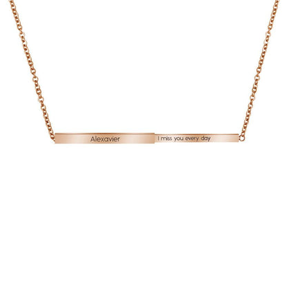 Personalized Double Layered Bar Engraved Message Necklace