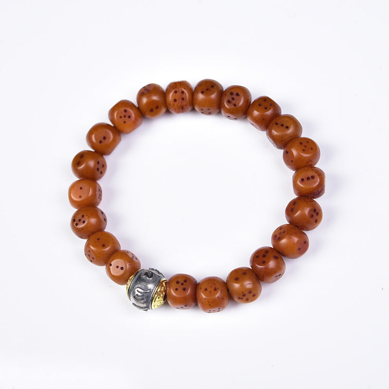 Natural Old Camel Bone Bracelet, Pure Hand-carved Dice Tibetan Bead Bracelet - Touch Bling