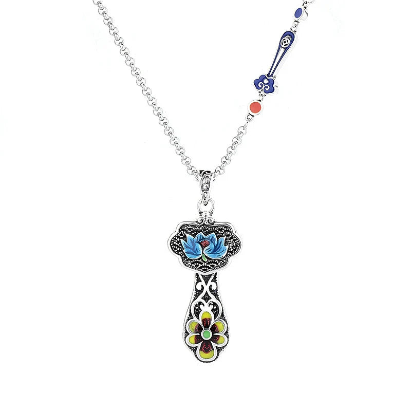 The Lotus of Divine Wish Ruyi Pendant Necklace