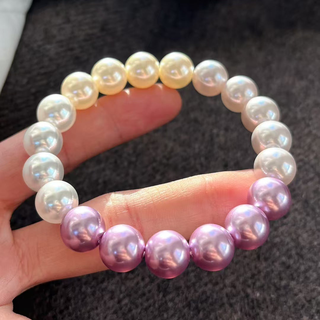 10mm High Quality Artificial Crystal Pearl Bracelet Gradient Color bracelet - Touch Bling
