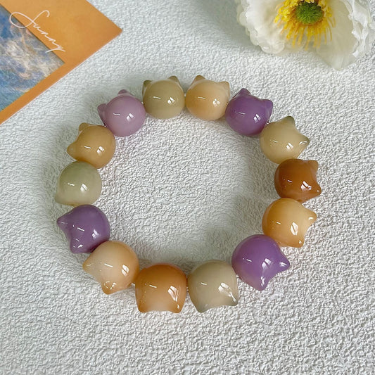 16mm Adorable Cat Head Bodhi Bracelet (Available in Multiple Colors) - Touch Bling