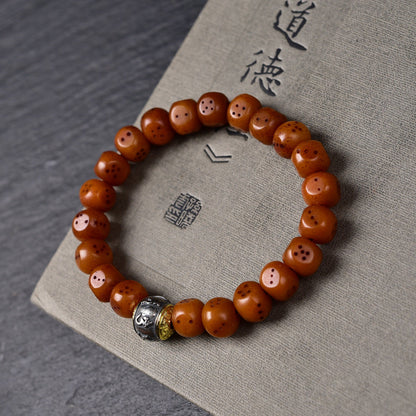 Natural Old Camel Bone Bracelet, Pure Hand-carved Dice Tibetan Bead Bracelet - Touch Bling