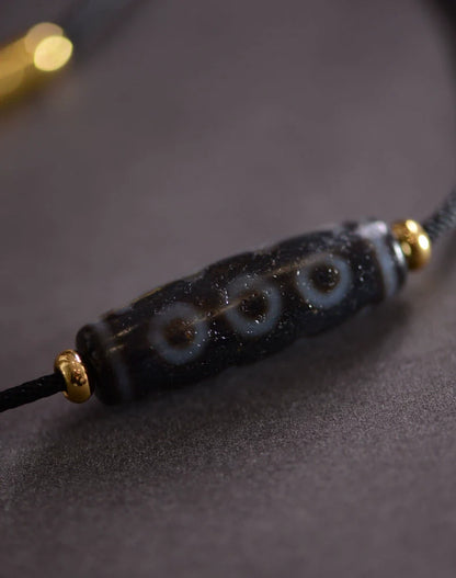 Tibetan Nine-Eyed Beads Pendant Unisex Dzi Beads Necklace