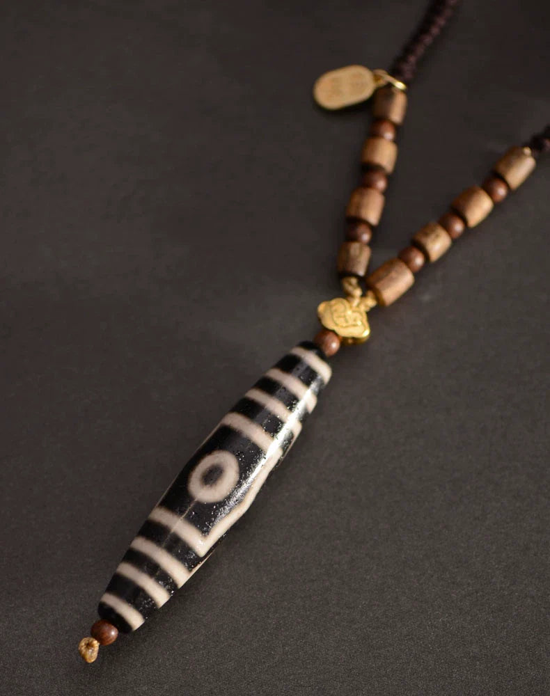 Agarwood Tibetan Dzi Beads Pendant