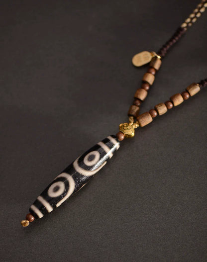 Agarwood Tibetan Dzi Beads Pendant