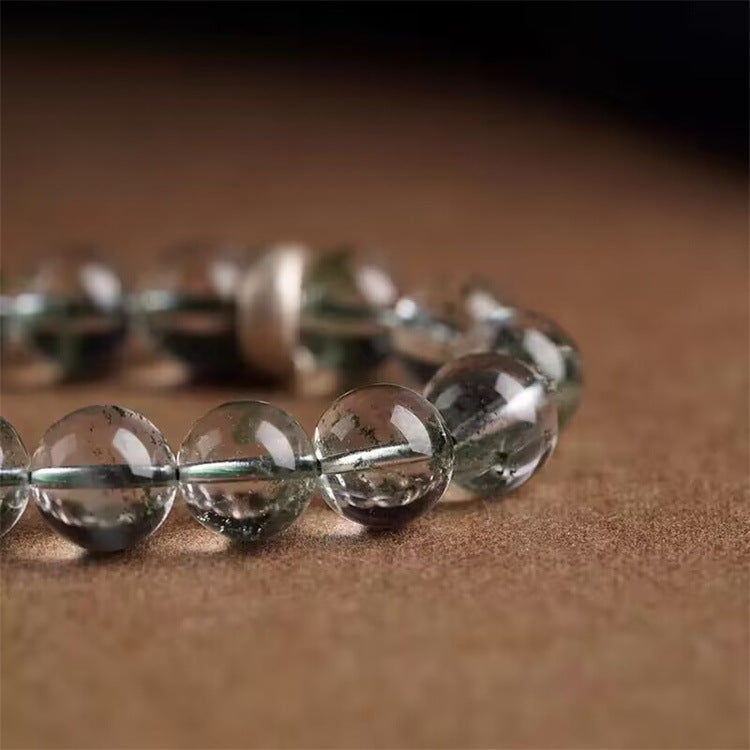 Natural Green Ghost Bracelet 925 Silver Bead Crystal Bracelet - Touch Bling