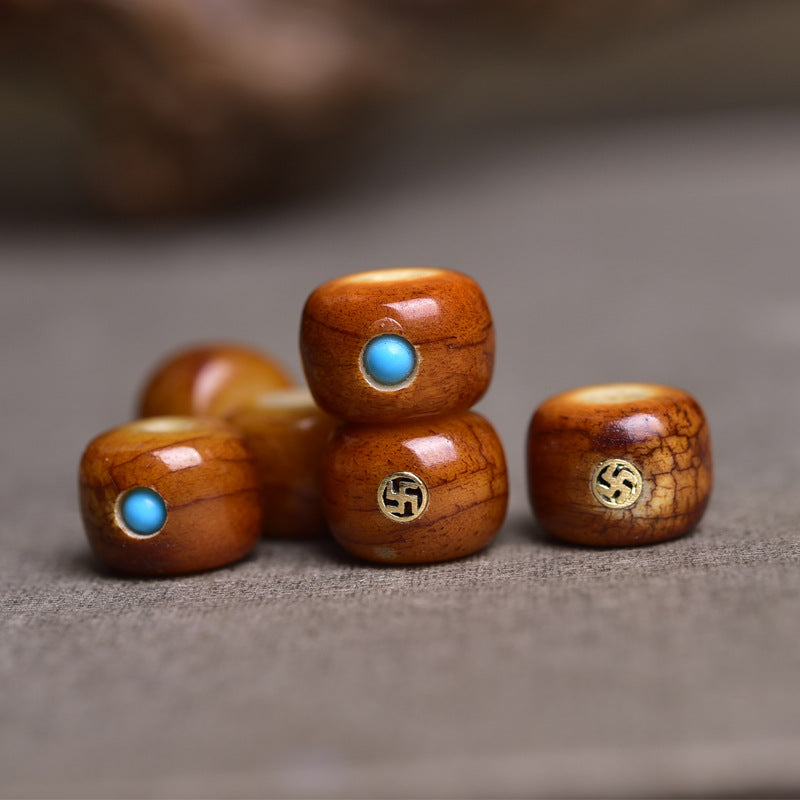 Natural Tibetan Area Return Old Material Camel Bone Loose Beads Inlaid with Swastika Waist Beads Top Beads Wenwan Buddha Beads Bracelet Accessories - Touch Bling