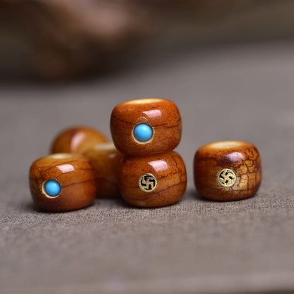 Natural Tibetan Area Return Old Material Camel Bone Loose Beads Inlaid with Swastika Waist Beads Top Beads Wenwan Buddha Beads Bracelet Accessories - Touch Bling