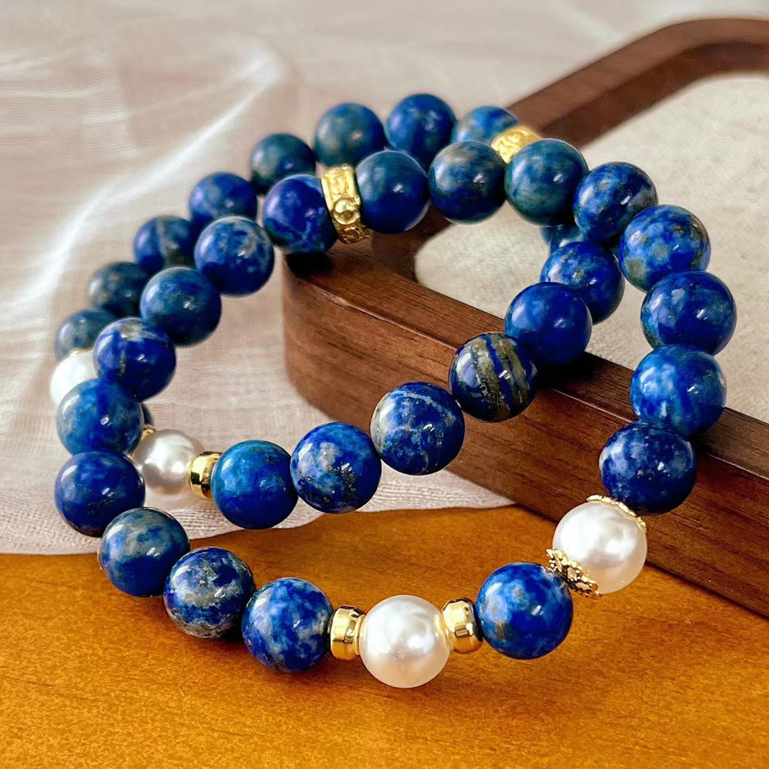 Retro Natural Lapis Lazuli Bracelet Premium Handmade Beaded Bracelet - Touch Bling