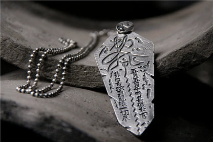 S925 Edict Taiji Bagua Sterling Silver Pendant Body Protection Wulei Order Plate Pendant - Touch Bling