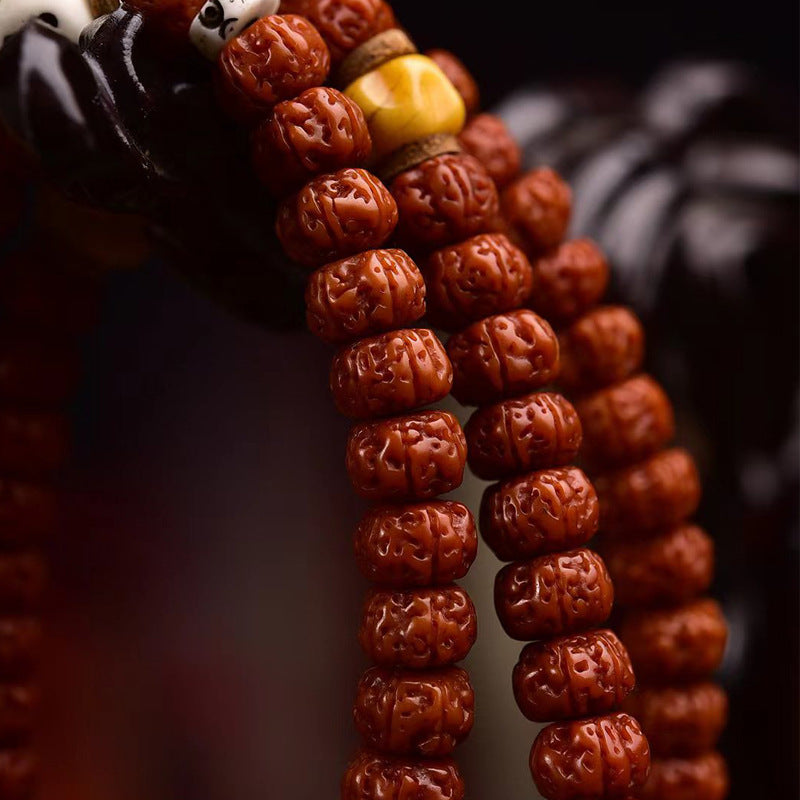 Tibetan-Style Small Vajra Bodhi Seed 108 Mala Beads – Handcrafted Buddhist Prayer Necklace - Touch Bling