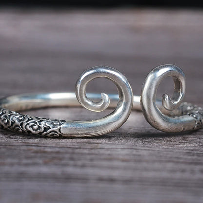 Adjustable 999 Sterling Silver Sun Wukong Couple Bracelet with Tightening Spell Design - Touch Bling