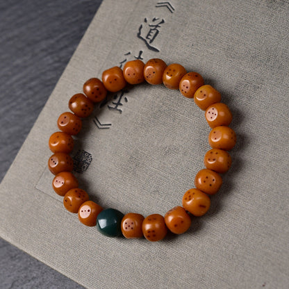 Natural Old Camel Bone Bracelet, Pure Hand-carved Dice Tibetan Bead Bracelet - Touch Bling