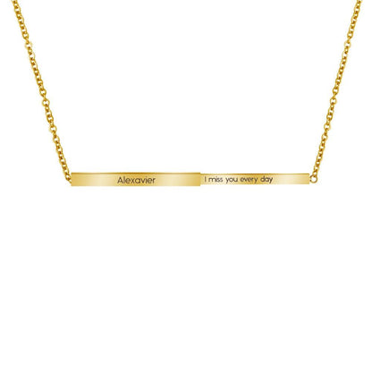 Personalized Double Layered Bar Engraved Message Necklace