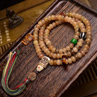 Tibetan Sheep Horn 108 Mala Beads – Traditional Tibetan Buddhist Prayer Necklace - Touch Bling