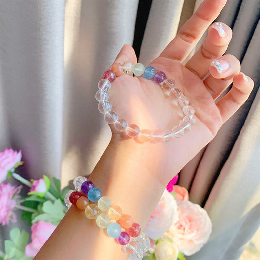 Natural Crystal Bracelet for Girls New Colorful Crystal Gradient Rainbow Bracelet - Touch Bling