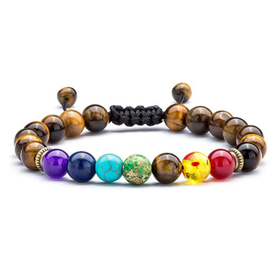7 Chakra Bracelet Lapis Lazuli Tiger Eye Braided Men Bracelet - Touch Bling