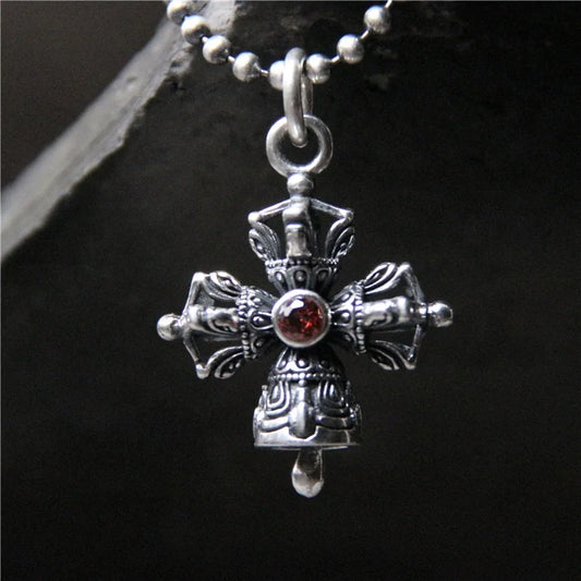 S925 Sterling Silver Thai Silver Vajra Pestle Pendant for Men and Women - Touch Bling
