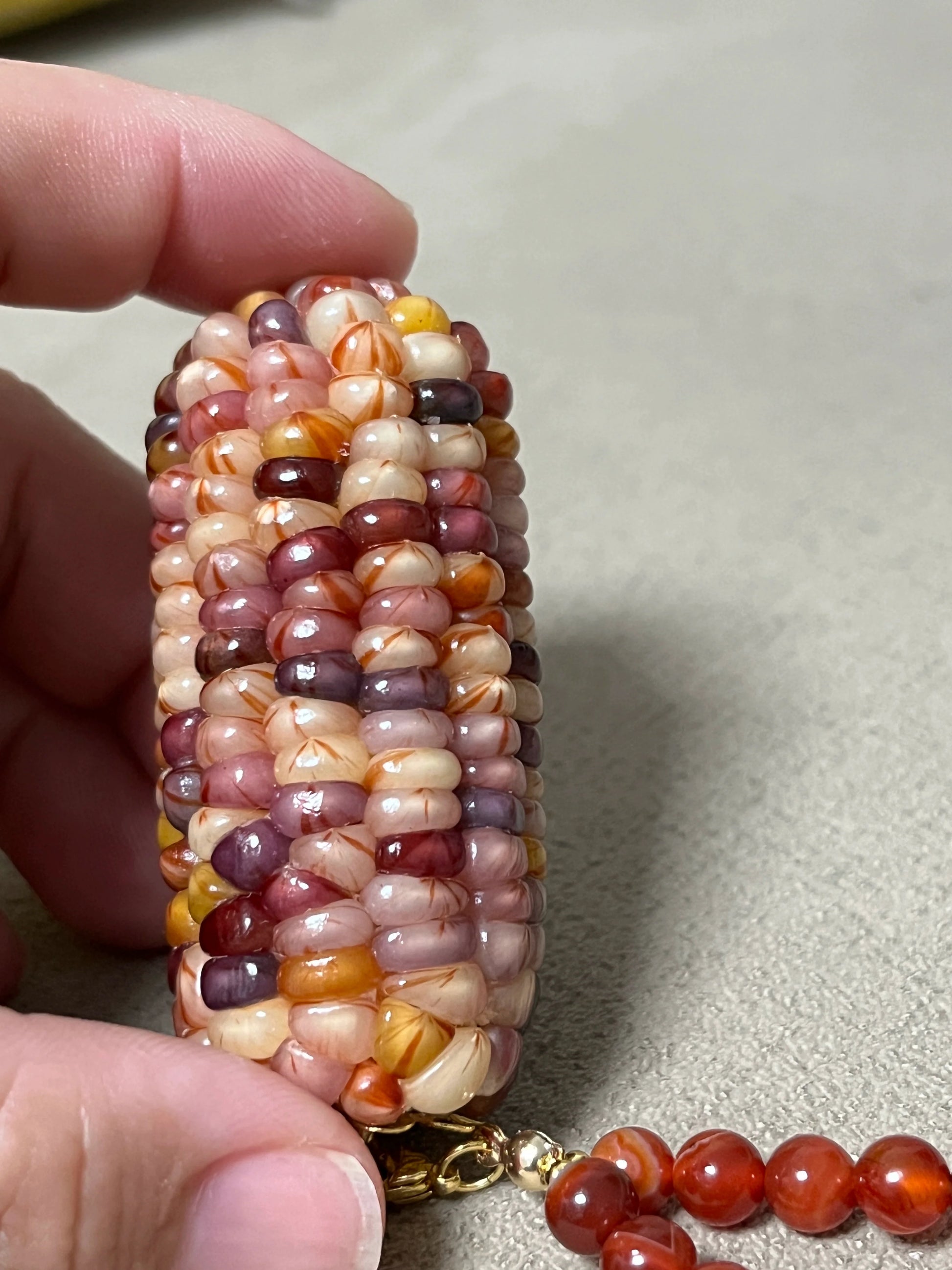 High-Transparency Gemstone Pink Blood Corn Ornament for Reducing Stress - Touch Bling