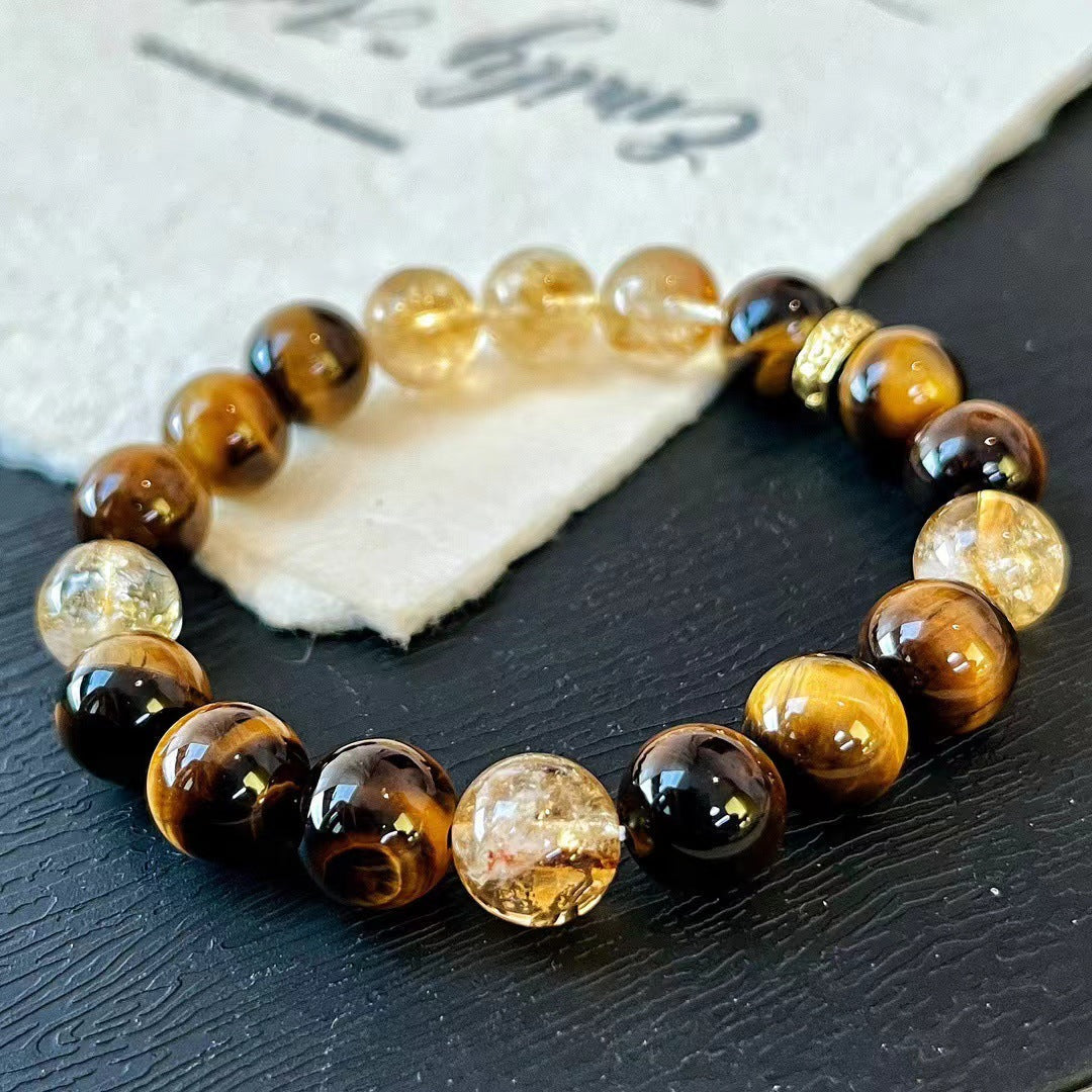 10MM New Maillard Style Natural Citrine Bracelet Natural Tiger's Eye Premium Bracelet - Touch Bling