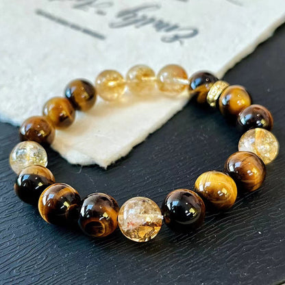 10MM New Maillard Style Natural Citrine Bracelet Natural Tiger's Eye Premium Bracelet - Touch Bling