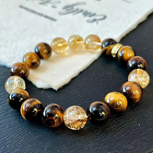 10MM New Maillard Style Natural Citrine Bracelet Natural Tiger's Eye Premium Bracelet - Touch Bling