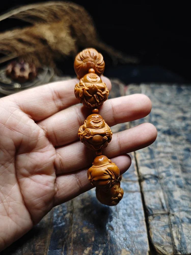 Buddha3bodhi Carved Raw Olive Pits Maitreya Buddha Bead Bracelet - Touch Bling