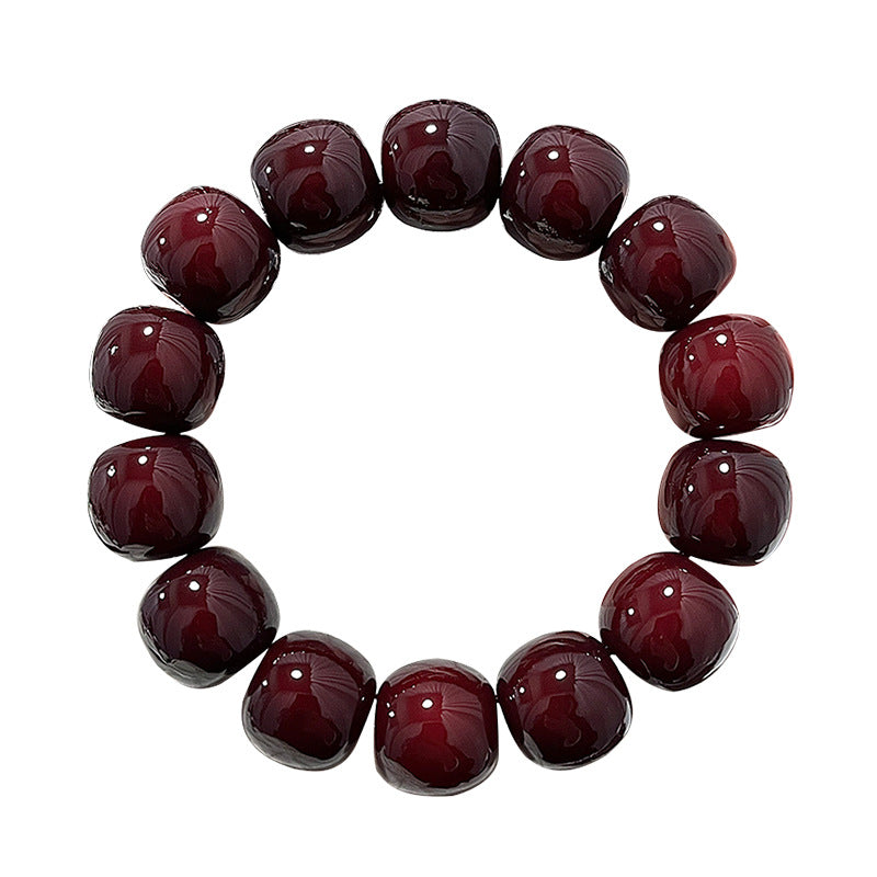 Pulsera grande de semillas de Bodhi color cereza